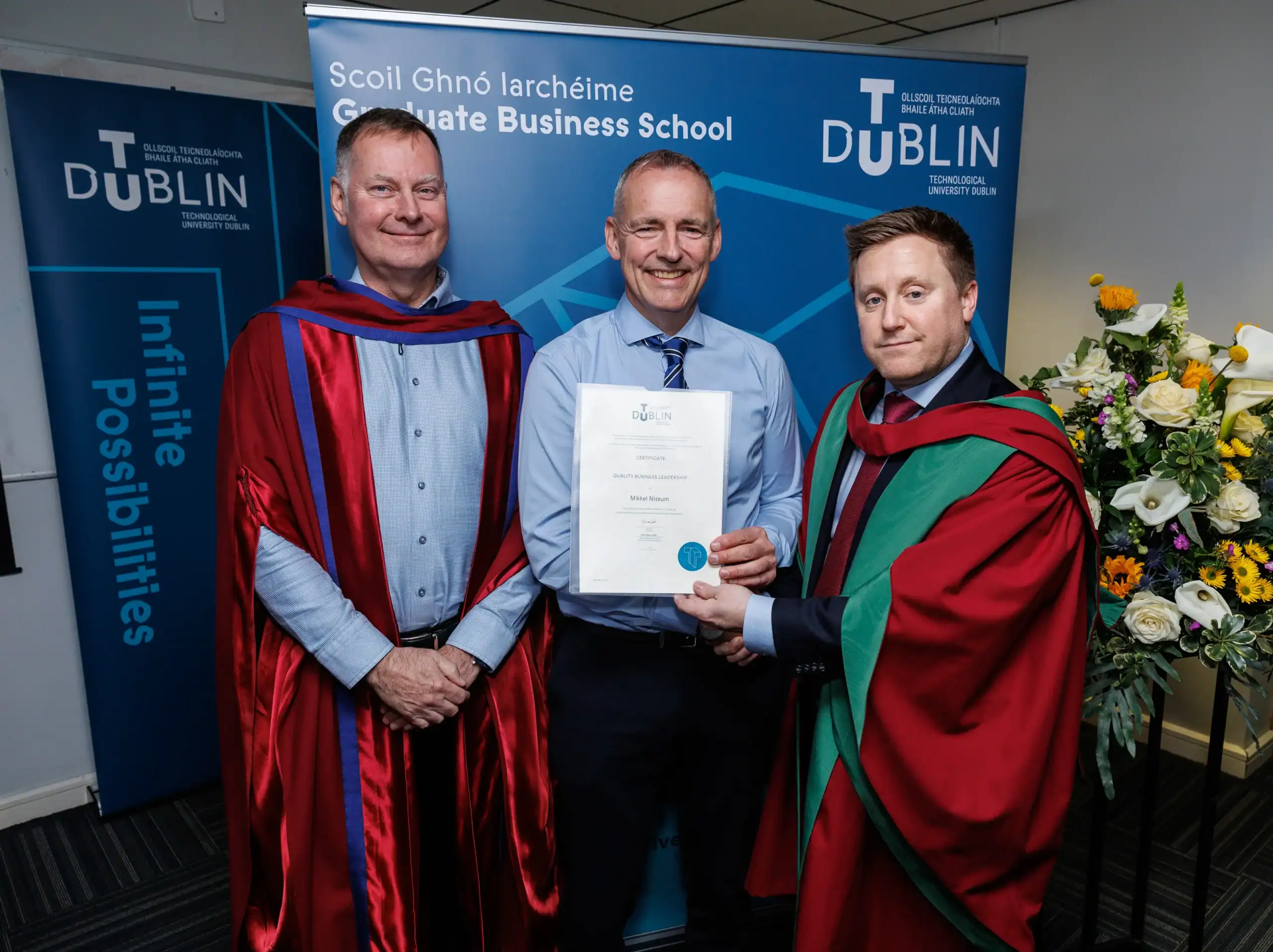 Graduation ceremony with proud recipients