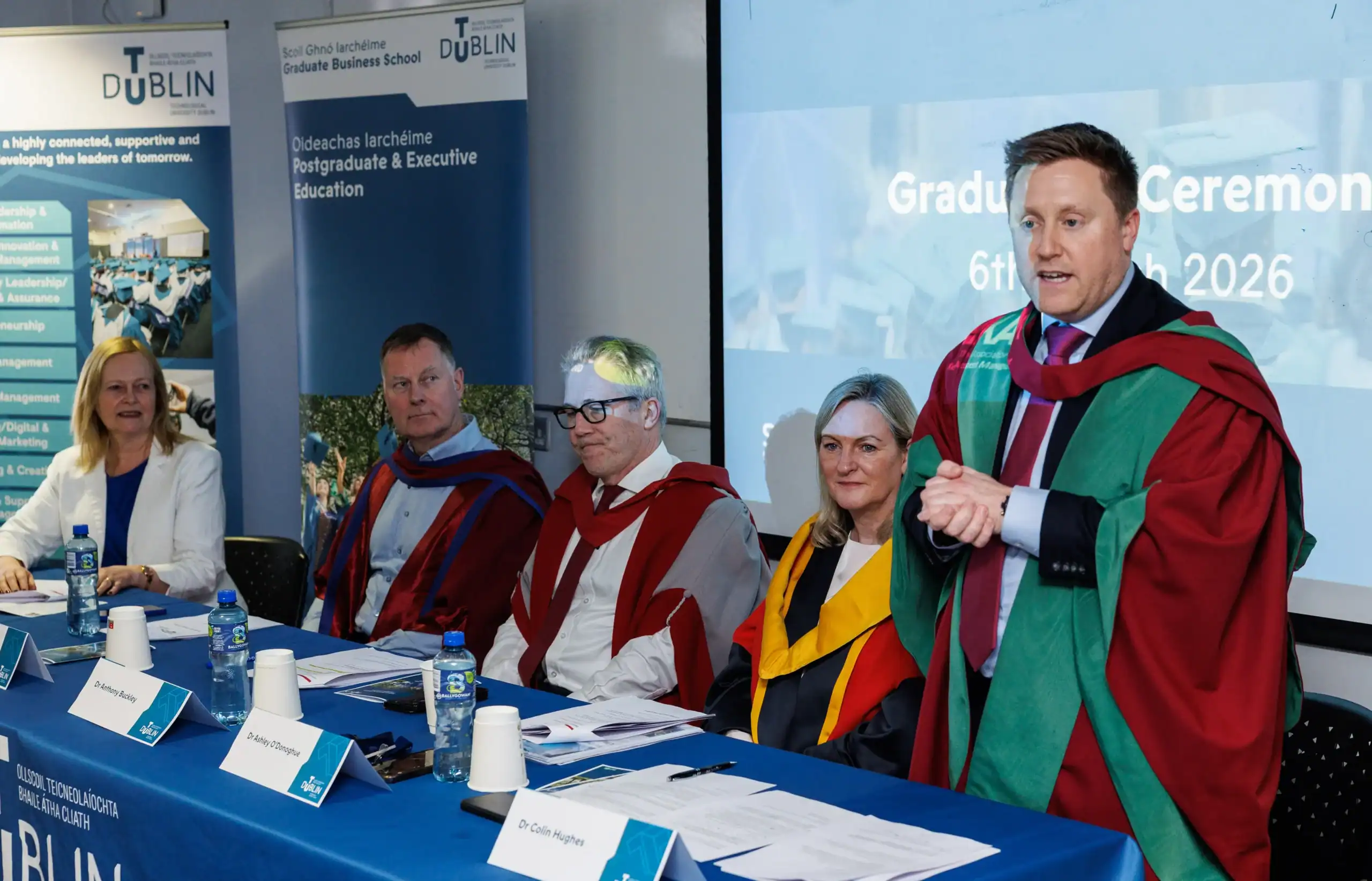Graduation ceremony with academic speakers